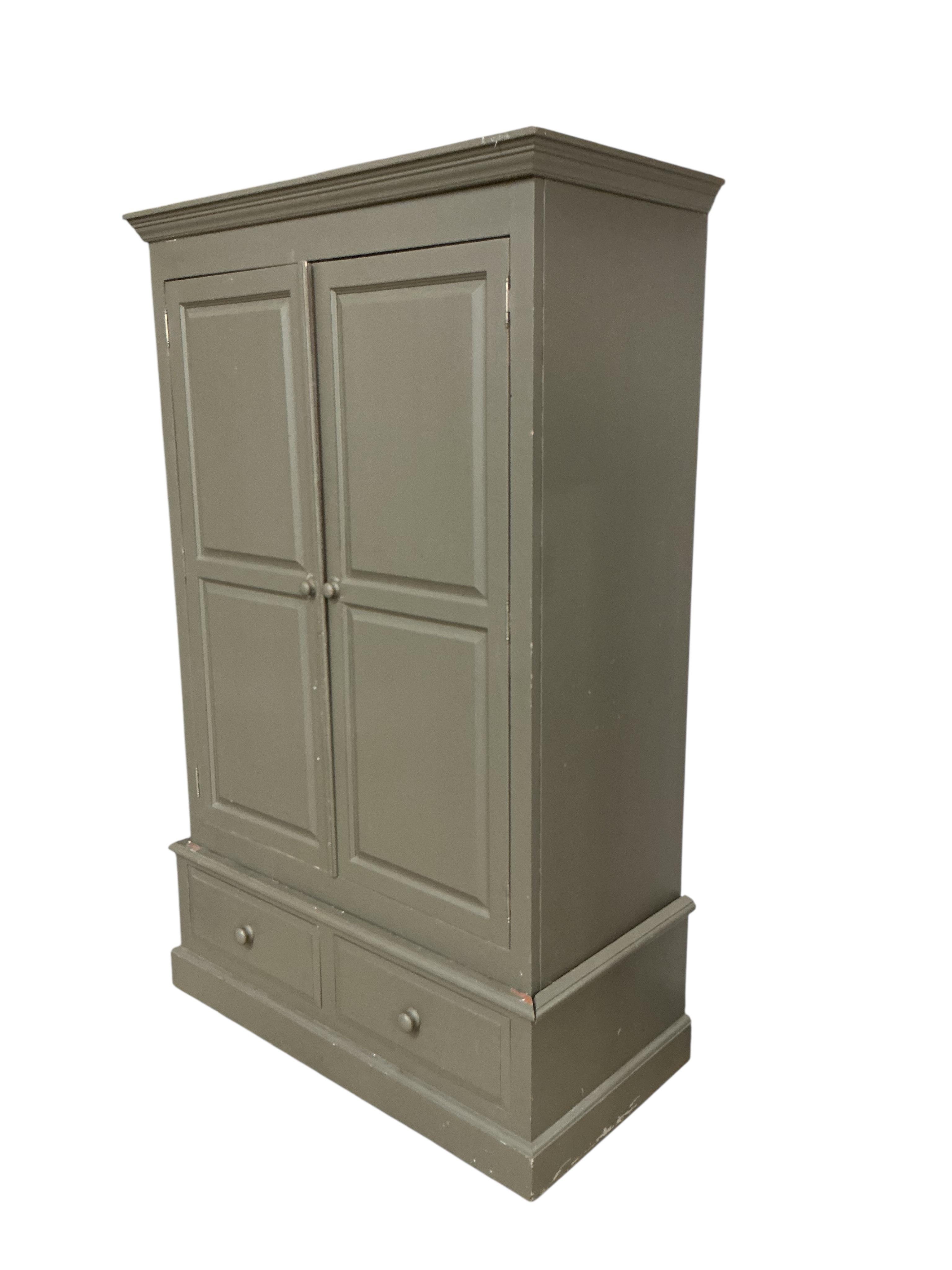A painted pine larder cupboard, width 124cm, depth 92cm, height 200cm
